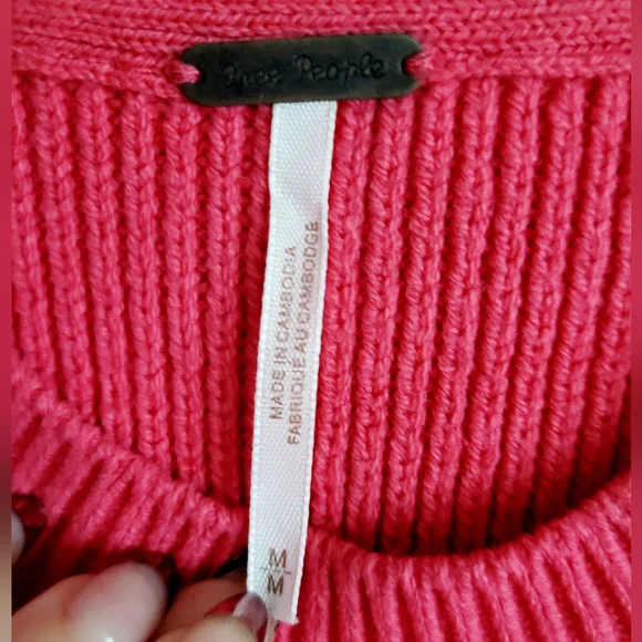 Free People Easy Street Tunic Sweater Oversize Mock Neck Pink Size Medium - Picture 4 of 7